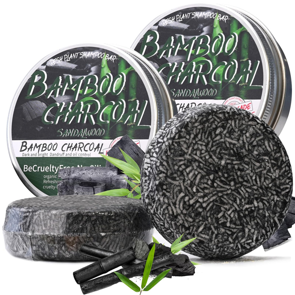 Loobexery barre shampoing charbon bambou emballage pratique et naturel pour cheveux gris.