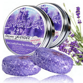 Barre de shampoing Loobexery gris et lavande, soin doux pour cuir chevelu sensible.