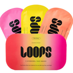 LOOPS Glow Gang Masque hydrogel hydratant pour une peau instantanément rafraîchie.