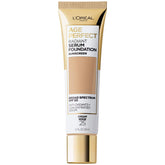 L’Oréal Paris Age Perfect Serum Foundation – bouteille, fini lumineux et hydratation légère.
