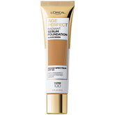 L'Oreal Paris Age Perfect Radiant Serum Foundation Toffee bottle with SPF 50 for natural glow