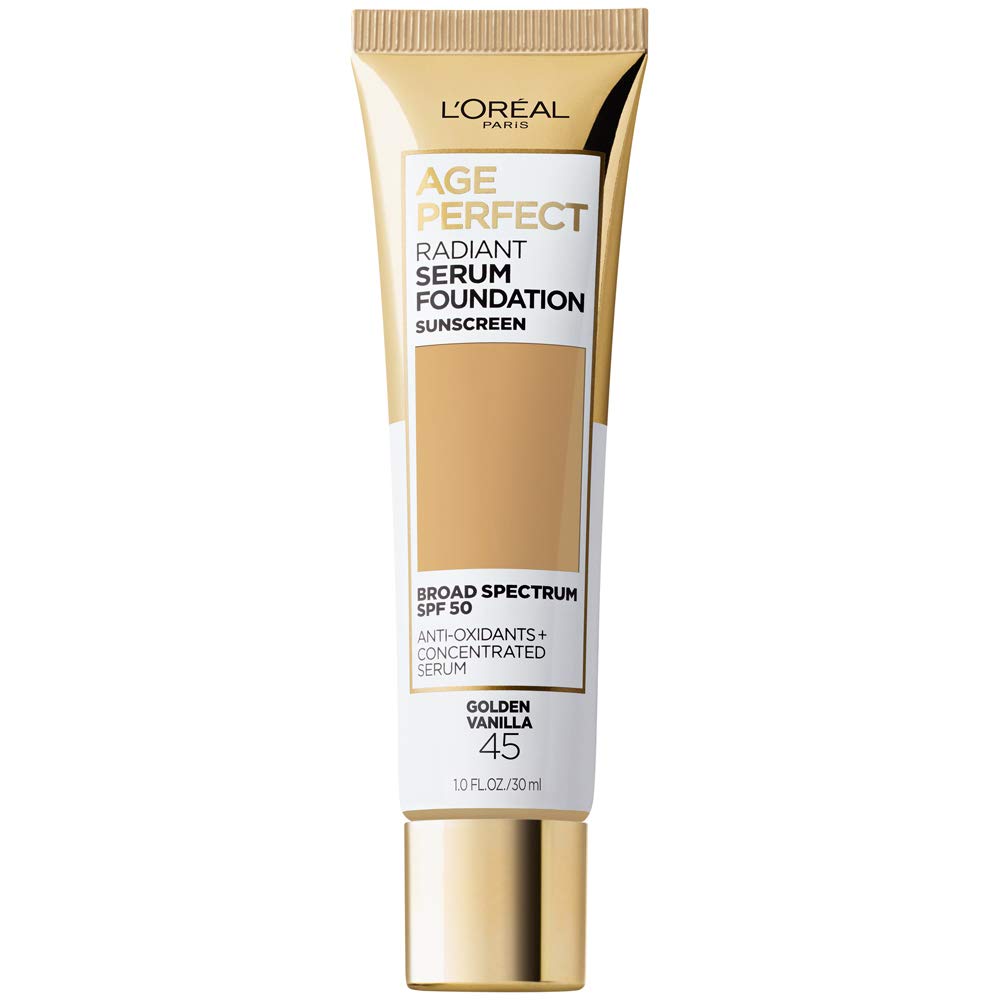 L'Oréal Paris Age Perfect Serum Foundation flacon – teint naturel et hydratation.