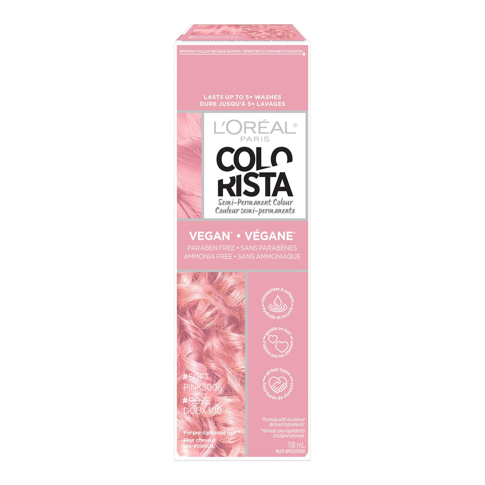 Bouteille Colorista L’Oréal Paris rose doux, utilisation simple.