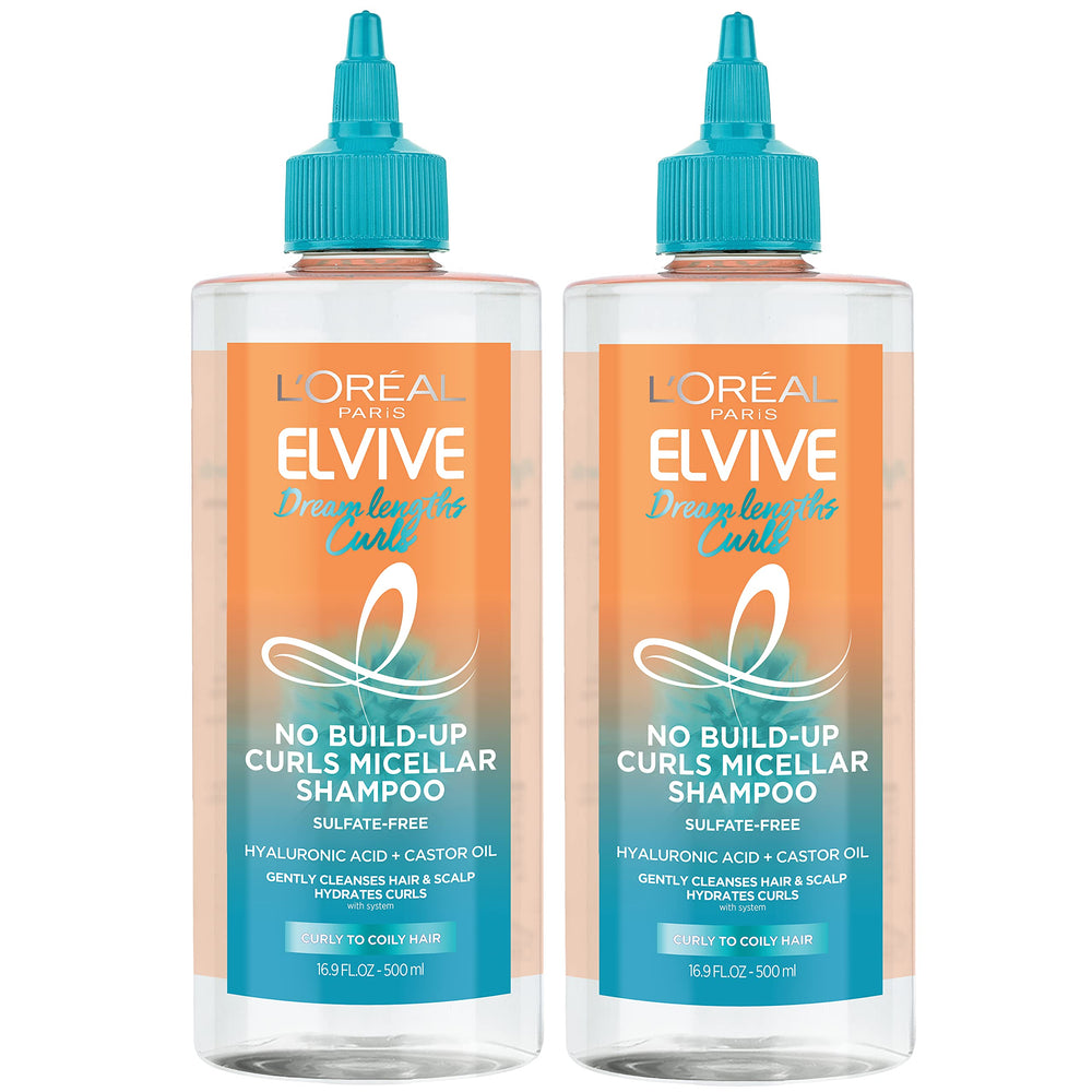 L'Oreal Paris Elvive Dream Lengths Curls micellar shampoo bottle ready for use with lightweight cleansing