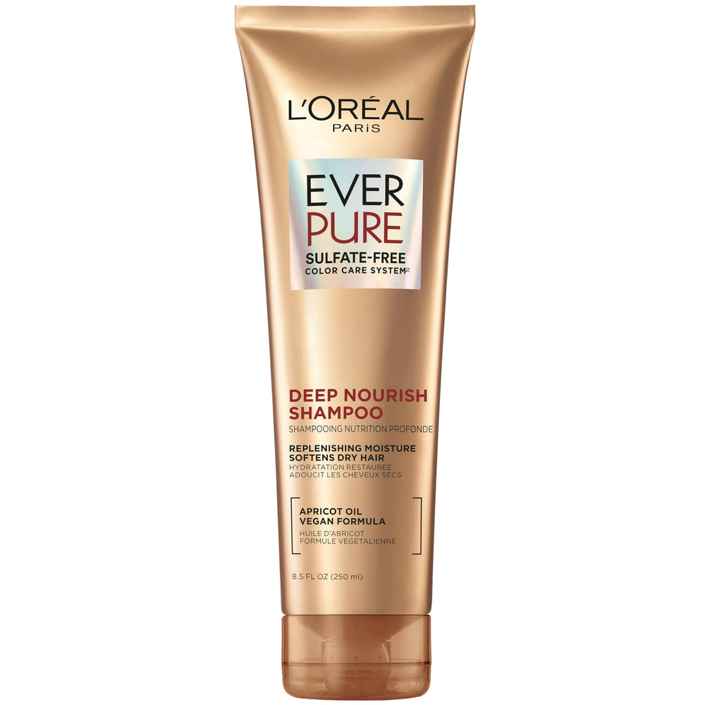 EverPure Shampoing nourrissant à l'abricot, bouteille élégante et hydratante.