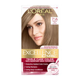 Excellence Creme de L’Oréal Paris – bouteille teinte 7-5a blond cendré, couverture grise fiable.