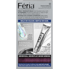 L’Oréal Paris Feria Midnight Bold – kit complet pour coloration durable et soin.