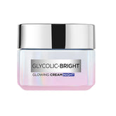 Crème de nuit Glycolic Bright de L'Oreal Paris, bouteille, teint potentiellement éclairci