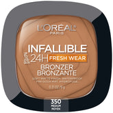 L’Oréal Paris Infallible soft matte bronzer medium swatch showing buildable warmth