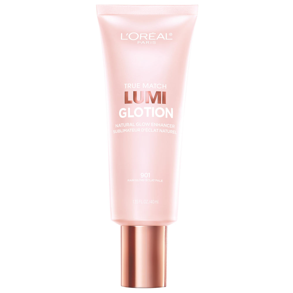 L’Oréal Paris Lumi Glotion bouteille lumineuse pour hydratation et éclat naturel.