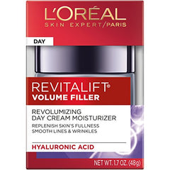 L’Oréal Paris Revita Lift — crème appliquée sur zone des yeux, peau plus lisse et hydratée.