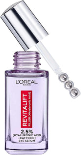 L'Oreal Paris Revitalift Filler Eye Serum, flacon 20 ml, hydratation ciblée du contour.