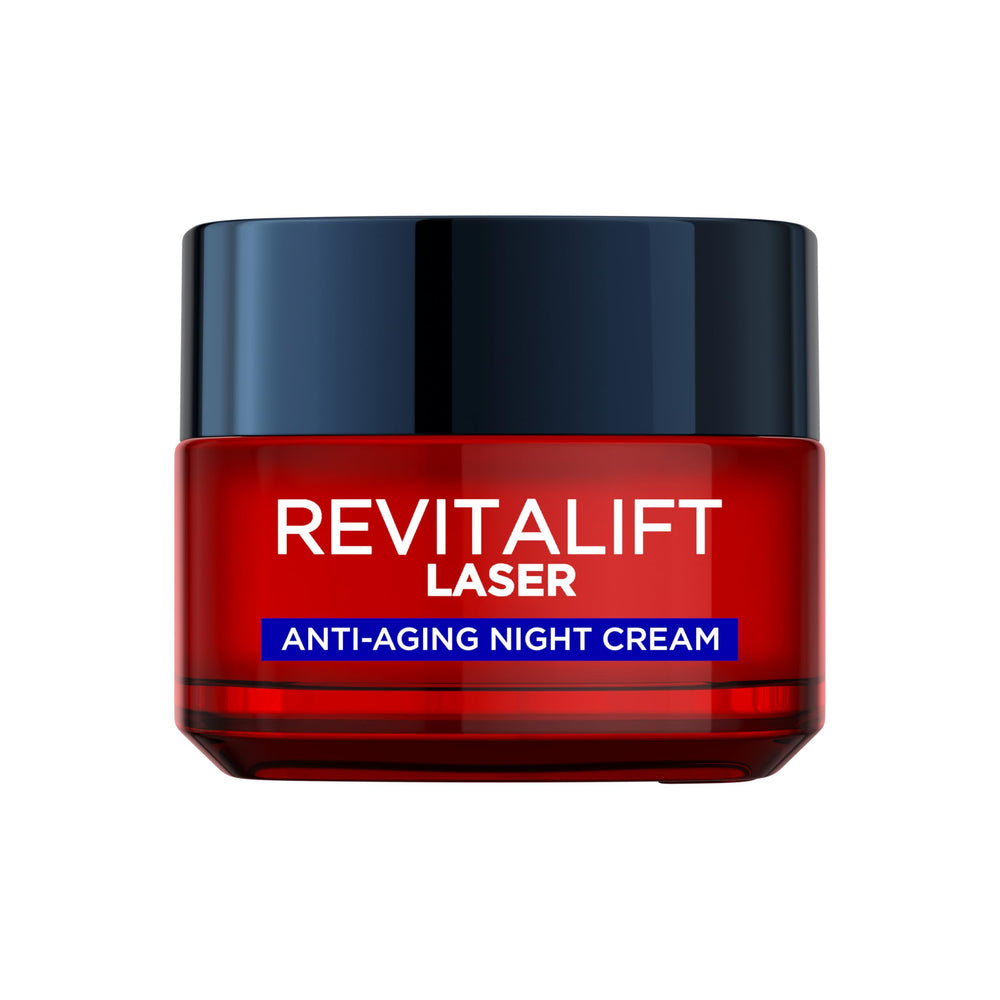Crème Nuit Revitalift Laser Renew de L’Oréal Paris dans son pot, soin hydratant profond.