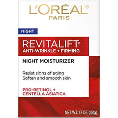 Close-up of Revitalift night cream texture highlighting non-greasy formula