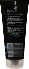 Bouteille gel coiffant fort Studio Line, application facile et brillance naturelle.