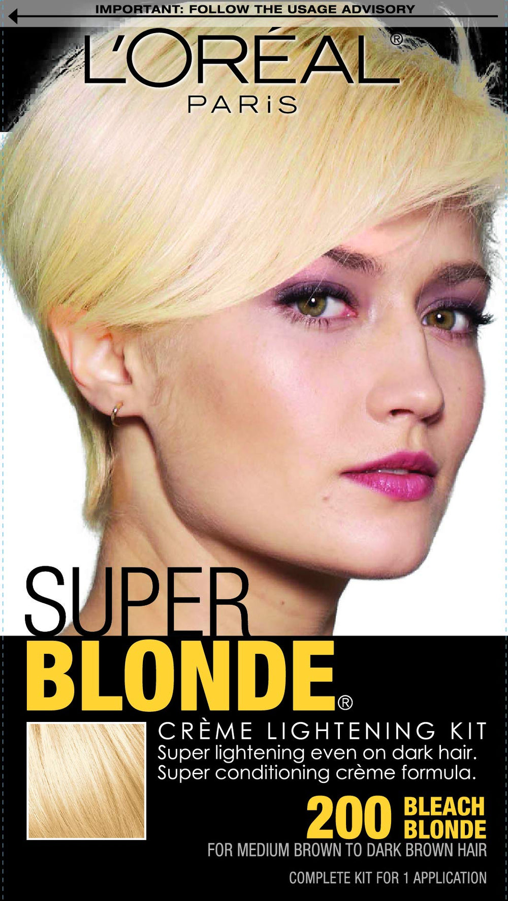 L'Oréal Paris Super Blond : emballage prêt pour éclaircir les cheveux.