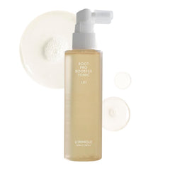 Sérum spray LORINIQUE L01 sur cuir chevelu pour une application pratique et rafraîchissante