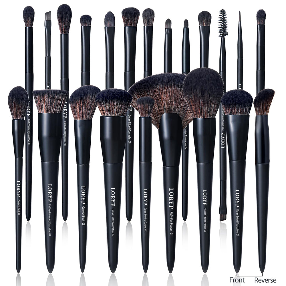 Ensemble LORYP pinceaux maquillage noir 21 pièces – accessoire polyvalent pour teint parfait.