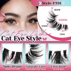 Losha Lashes Wispy Cat Eye – Bande transparente et longueur 7–16 mm pour un port confortable.