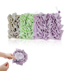 Loofah-Washcloth Lot de trois couleurs avec exfoliation et mousse riche.