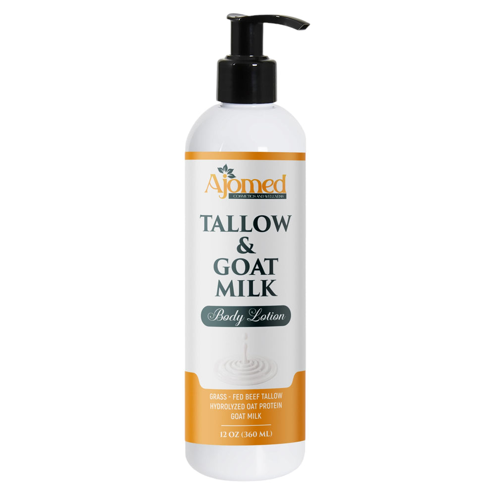 Lotion corporelle au gras de bœuf et lait de chèvre dans une bouteille, hydratation durable.