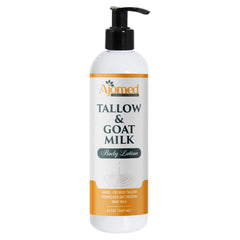 Lotion corporelle au gras de bœuf et lait de chèvre dans une bouteille, hydratation durable.