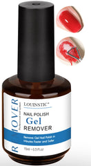 Dissolvant gel LOUINSTIC, flacon 15 ml, pratique et rapide sans acétone.