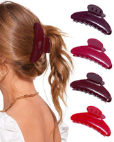 Pinces Lourny en acrylique grand cerise rouge, fixation durable pour cheveux.
