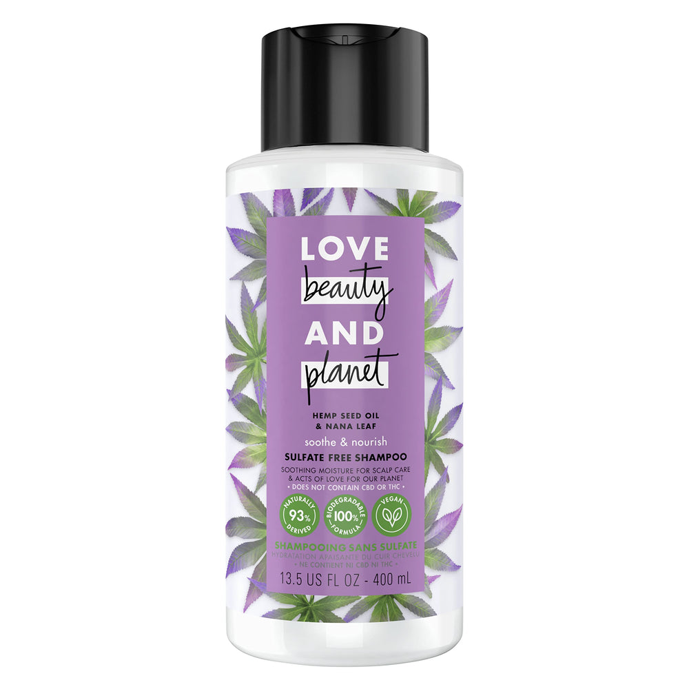 Love Beauty and Planet - bouteille shampoing chanvre-feuille-nana, hydratation cuir chevelu