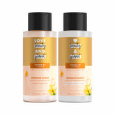 Love Beauty And Planet Shampoing Coco Ylang-Ylang sur bouteille, idéal pour cheveux secs et abîmés.
