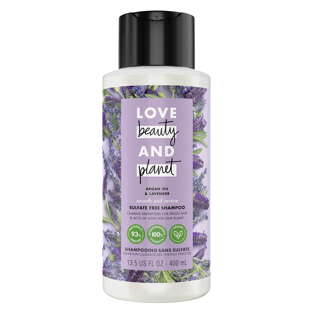 Love Beauty And Planet Shampoing argan lavande, bouteille recyclable, contrôle des frisottis