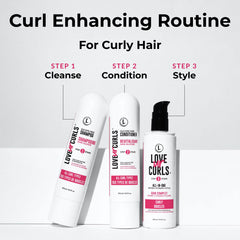 Love Ur Curls Après-Shampoing, bouteille aperçue, démêle et adoucit les boucles.