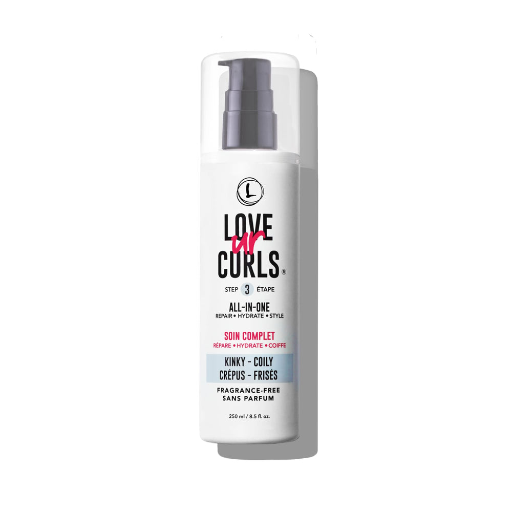Love Ur Curls flacon crème sans parfum pour boucles définies.