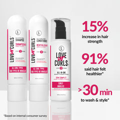 Love Ur Curls Crème coiffante 3-en-1 pour boucles définies sans résidu.