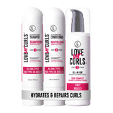Love Ur Curls Shampoing, bouteille aperçue, nettoie en douceur et prépare les boucles.