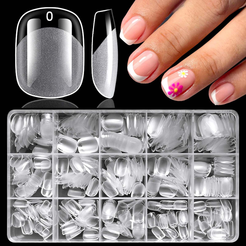 LoveOurHome embouts squoval courts transparents, emballage 360 pièces pour usage maison et salon.