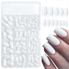 LoveOurHome onglets carré blancs moyen, fini gel brillant pour une manucure rapide