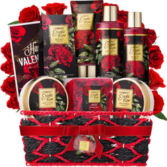 LOVERY Panier cadeau Rose exotique prêt à offrir, présentation luxueuse.
