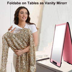 LPHUMEX miroir porte pliable rose, poignée robuste et accroche facile