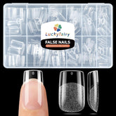 Luckyfairy: tips d'ongles carrés courts en gel doux pour une couverture complète.