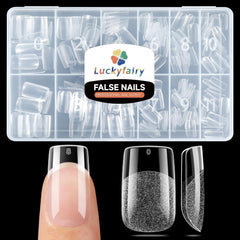Luckyfairy: tips d'ongles carrés courts en gel doux pour une couverture complète.