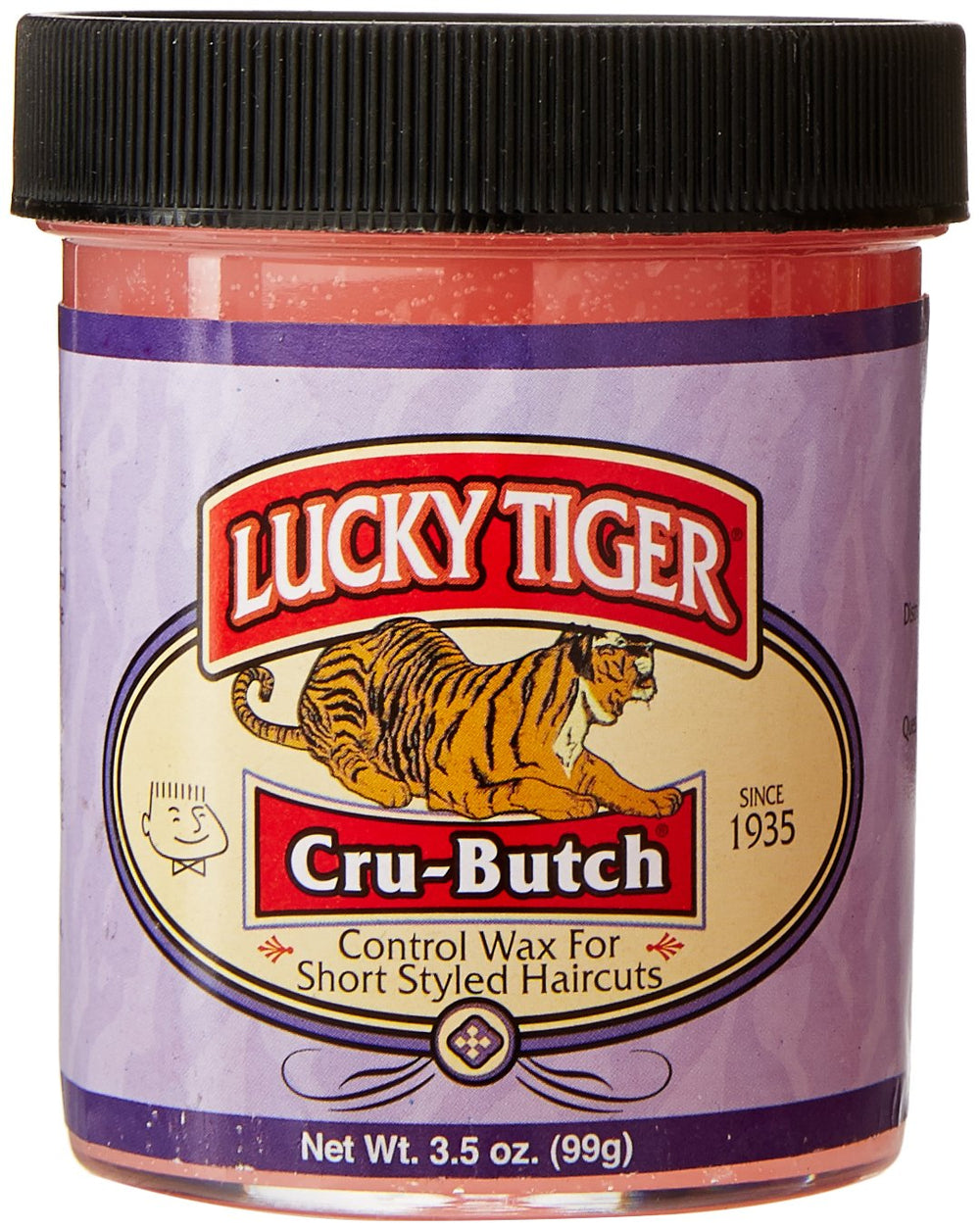 Lucky Tiger Cru Butch & Control Wax bocal – tenue nette pour coiffure courte.