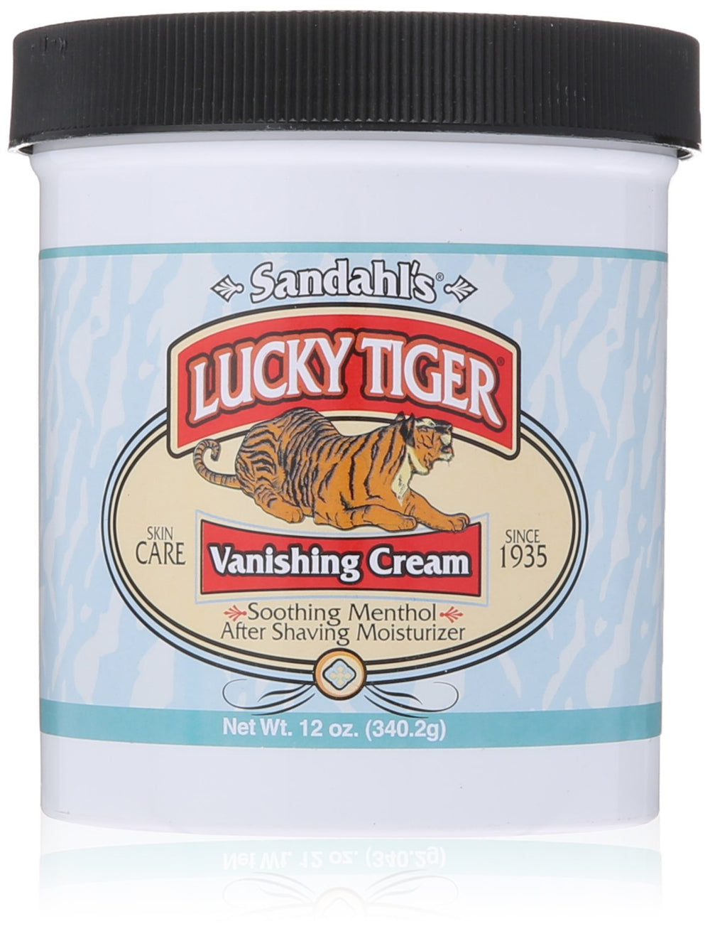 Lucky Tiger Sandahl’s Vanishing Cream dans le bocal, texture légère, apaisement après rasage.