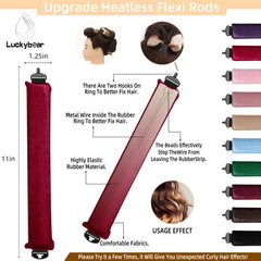 Luckybear accessoires coiffure satin rouge pour mise en forme rapide sans chaleur
