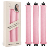Luckybear rouleaux flexibles en satin rose pour boucles sans chaleur.