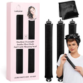 Luckybear rouleaux satin velours noir pour boucles sans chaleur et douces.