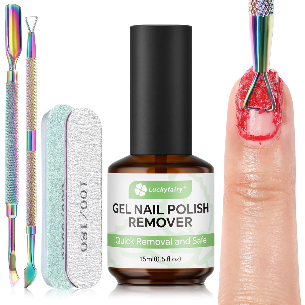 Dissolvant gel vernis Luckyfairy en flacon 15 ml pour retrait rapide