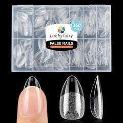 Luckyfairy embouts ongles amande court 360pcs – adhérence naturelle et rapide.