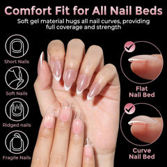 Luckyfairy embouts ongles amandes moyennes, front épais et arrière mince pour confort.