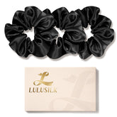 LULUSILK chouchou soie mûrier noir, texture lisse et luxueuse